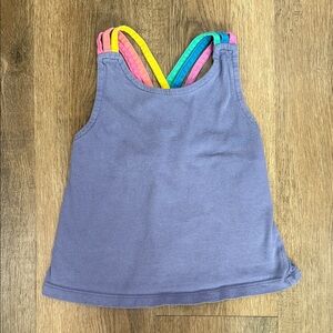 Mini Boden,Girls Purple Tank Top with Rainbow Straps